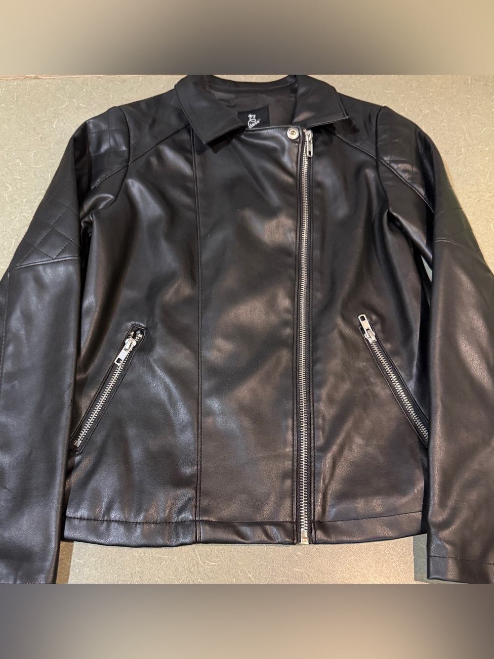 Girls Black Faux Leather Moto Biker Jacket 10/12